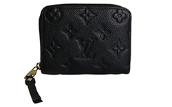 Louis Vuitton Zip Around Small Coin Purse, Leather, Black, TS4153, 2*